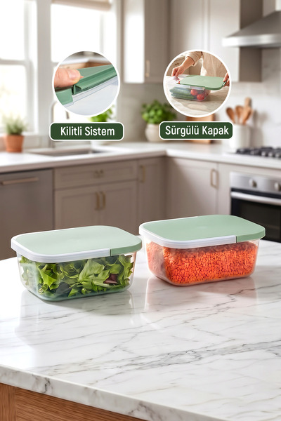 2-Pack 4500 ml Sliding Vacuum Storage Container Freezer Compatible