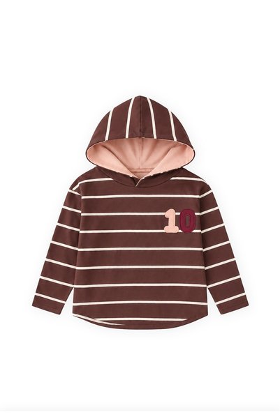 Striped Hooded Seasonal T-Shirt 3-10 Years Old Plum