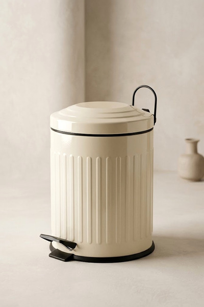 5 Liter Striped Vintage Pedal Metal Kitchen Bathroom Trash Can