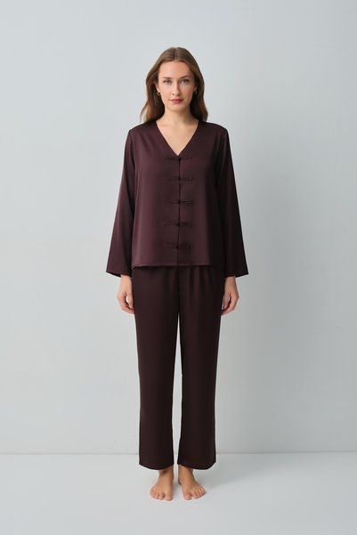 Aura V-Neck Buttoned Pajama Set