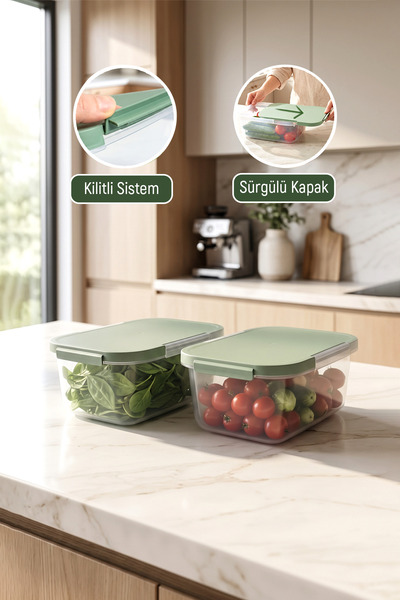 2-Pack 2500 ml Sliding Vacuum Storage Container Freezer Compatible