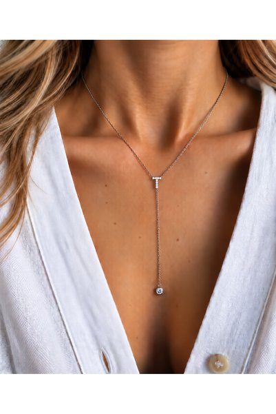 Steel Stone Letter Necklace