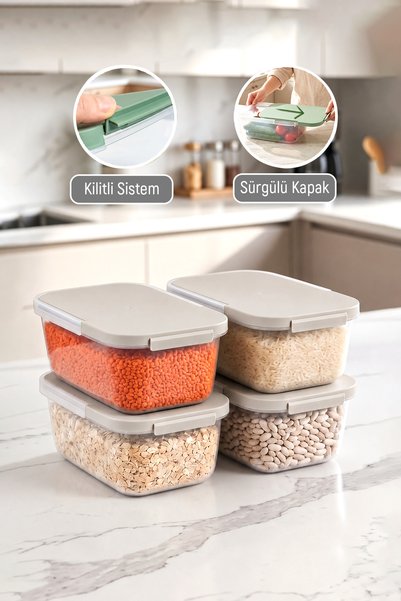 4-Piece 2500 ml Sliding Vacuum Storage Container Freezer Compatible