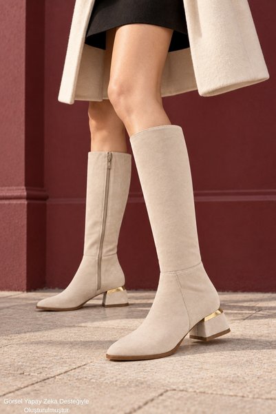 COLLİE Pointed Toe Side Zippered Heeled Women's Boots