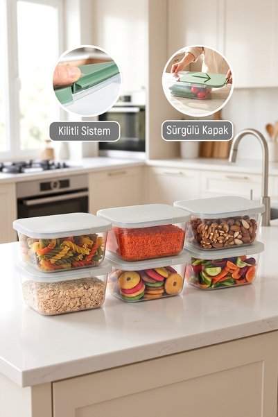 6-Piece 1500 ml Sliding Vacuum Storage Container Freezer Compatible