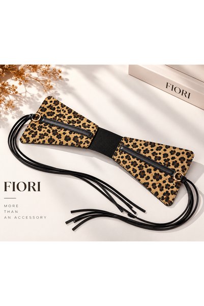 Women's Leopard Patterned Tie-Up Corset Belt – Stylish Design Elastic Waist Belt