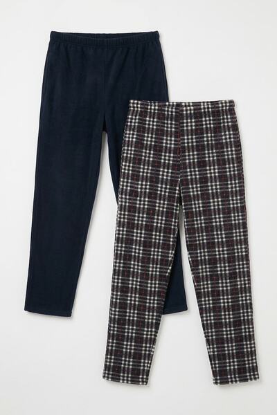 Elastic Waist Flat Leg Ultra Soft Fleece 2-Pack Pajama Bottoms Men's Pajama Bottoms 6098001S2
