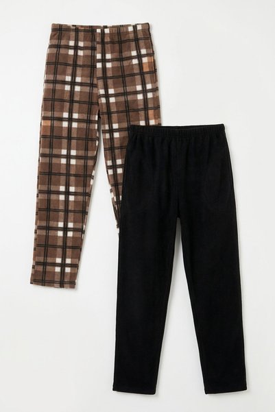 Elastic Waist Flat Leg Ultra Soft Fleece 2-Pack Pajama Bottoms Men's Pajama Bottoms 6098001S2