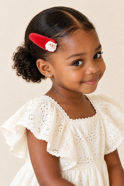 Girl's Christmas Figured Plush Hair Clip with Buckle White