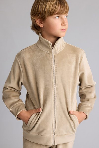 Zippered Velvet Basic Cardigan Boys (26 Au)