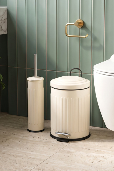 2-Piece 16 Liter Pedal Trash Can and Toilet Brush Bathroom Set