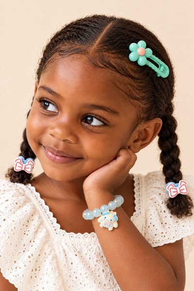 Girl's Cute Figured 4-Piece Boxed Buckle Set Blue