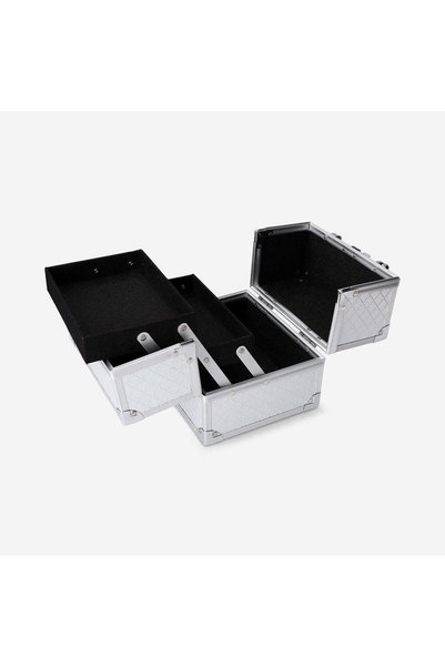 Silver Makeup Bag with Compartments