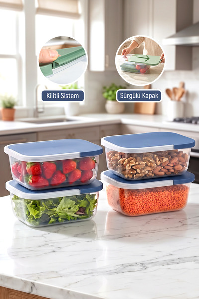 4-Piece 4500 ml Sliding Vacuum Storage Container Freezer Compatible