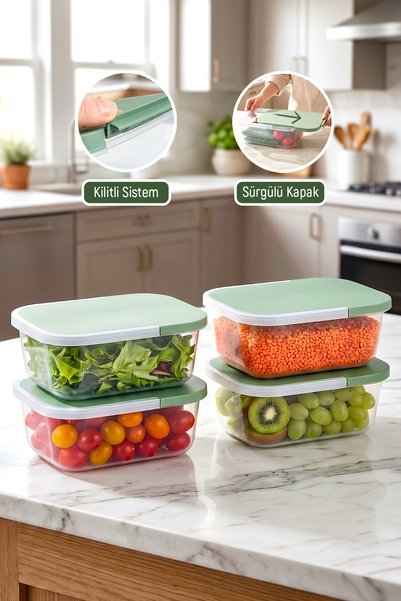 4-Piece 4500 ml Sliding Vacuum Storage Container Freezer Compatible