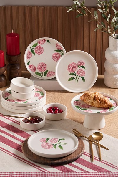 11 Piece Hydrangea Stackable Breakfast Set for 6 People Breakfast Presentation Set
