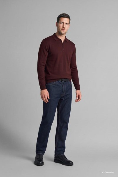 Standard Fit Half Zip Polo Collar Knitwear Basic Sweater H7008Ax26Au