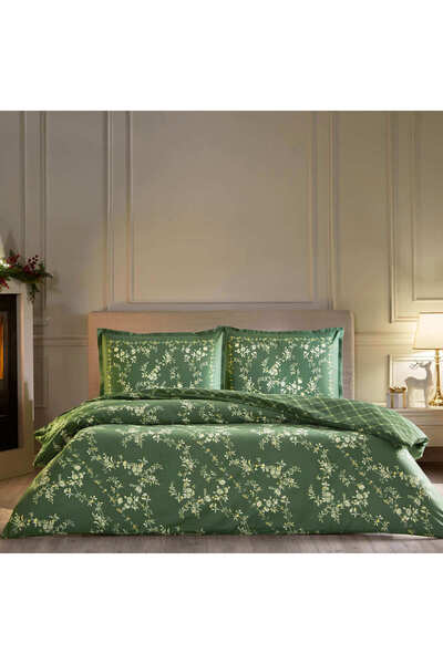 Allday Luneva Cotton Satin Duvet Cover Set Double Size Green