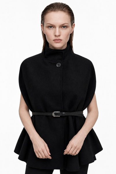 Belt detailed boucle stamp poncho