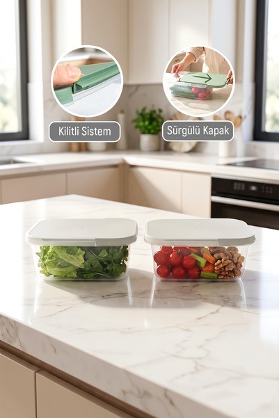2-Pack 1500 ml Sliding Vacuum Storage Container Freezer Compatible