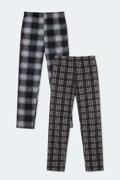 Elastic Waist Flat Leg Ultra Soft Fleece 2-Pack Pajama Bottoms Men's Pajama Bottoms 6098001S2