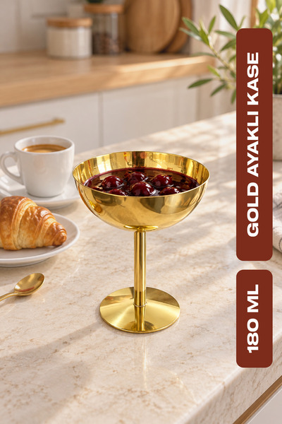 Gold Footed Presentation Bowl for Desserts, Ice Cream, Turkish Delight and Breakfast