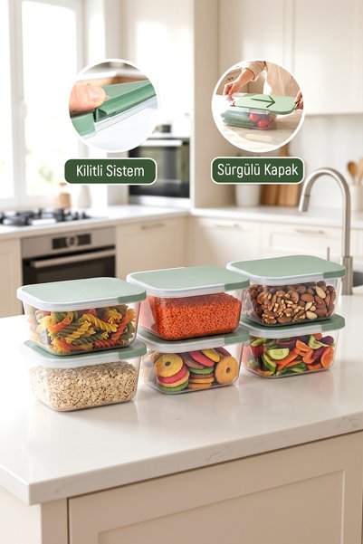6-Piece 850 ml Sliding Vacuum Storage Container Freezer Compatible