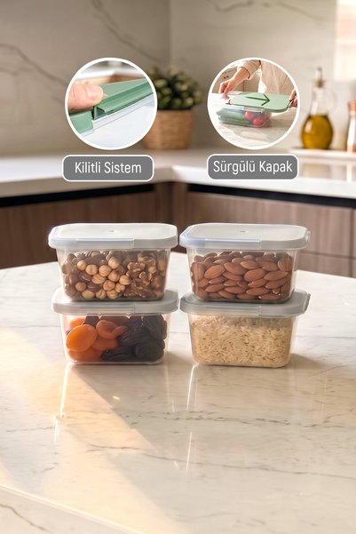 4-Piece 850 ml Sliding Vacuum Storage Container Freezer Compatible