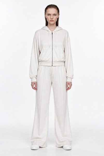 Hooded Zippered Cardigan and Spanish-Cut Sweatpants Set