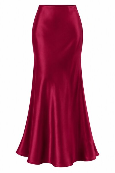 Vişne Çürüğü Plain Long Satin Skirt - 2Y231035