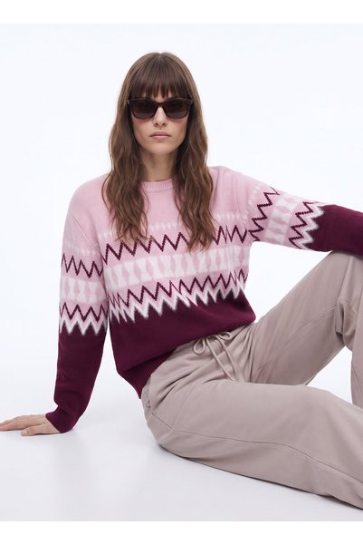 Sweater, Xs, Burgundy - Pink