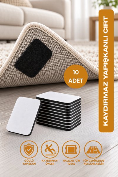 10 Pieces Rectangular Carpet and Sofa Cover Stabilizer Self-Adhesive Hook and Loop Fasteners