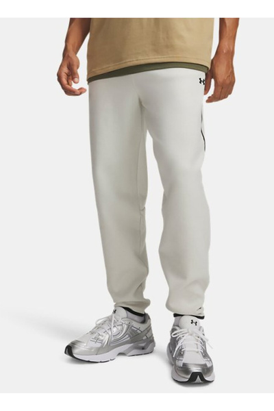 6013427-110 Ua Unstoppable Flc Jogg White Men's Elastic Sports Sweatpants