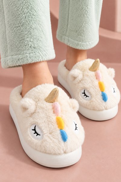 Women'S, Cute Animal Figured, Plush, Filled, Soft Textured House Slippers