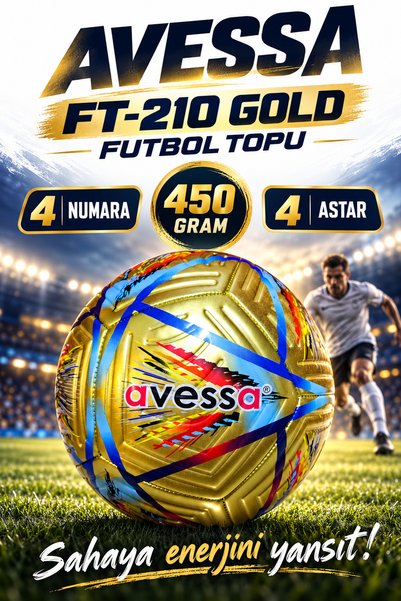 Ft-210 Gold Football – 4 Layers – 450 Grams – No:4 - Durable Construction
