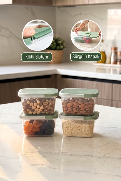 4-Piece 850 ml Sliding Vacuum Storage Container Freezer Compatible
