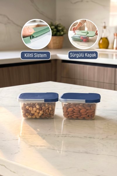 2-Pack 850 ml Sliding Vacuum Storage Container Freezer Compatible