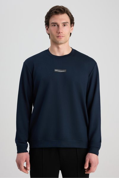 Ds Damat Regular Fit Navy Blue Plain Sweatshirt