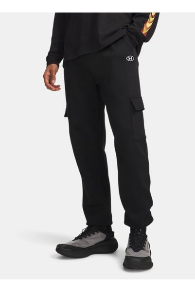 6013443-008 Ua Rival Flc Cargo Jgrs Black Men's Elastic Waist Knitted Sports Sweatpants