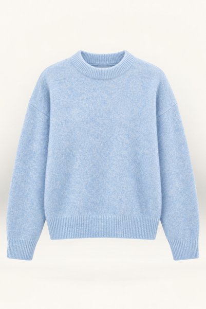 Women's Blue Crew Neck Ultra Soft Textured Sweater