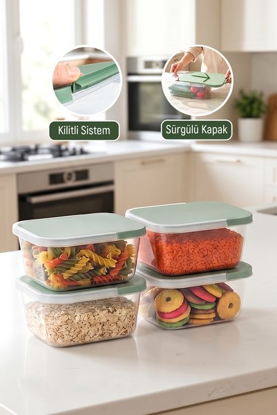 4-Piece 1500 ml Sliding Vacuum Storage Container Freezer Compatible