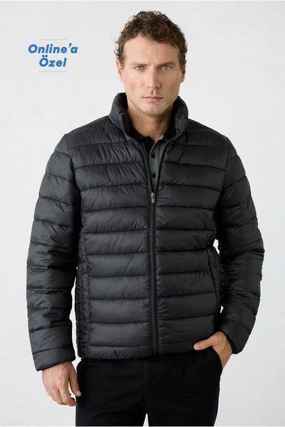 Stand Collar Zippered Pocket Windproof Warm Quilted Sports Coat