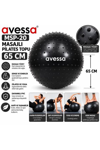 Msp-20 Massage Pilates Ball 65 cm Black