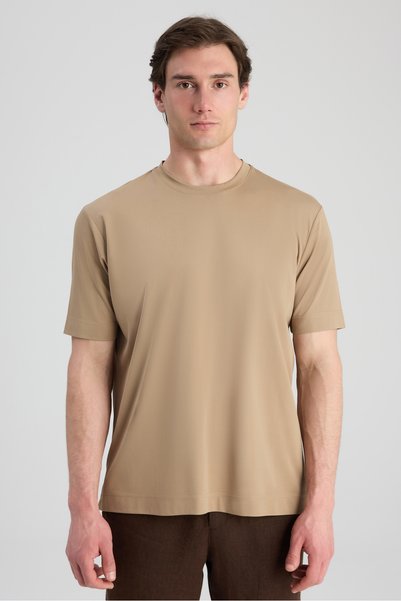 Ds Damat Regular Fit Beige Plain T-Shirt