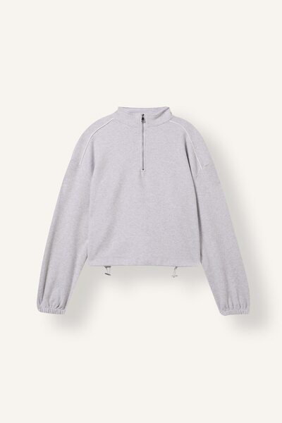 Loose Fit Half Fisherman Zipper Collar Embroidered Sweatshirt J1895Ax26Wn