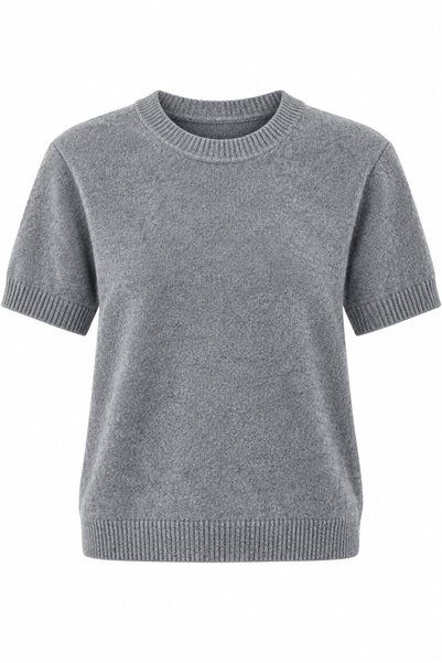Anthracite Soft Textured Short Sleeve Sweater - 0086
