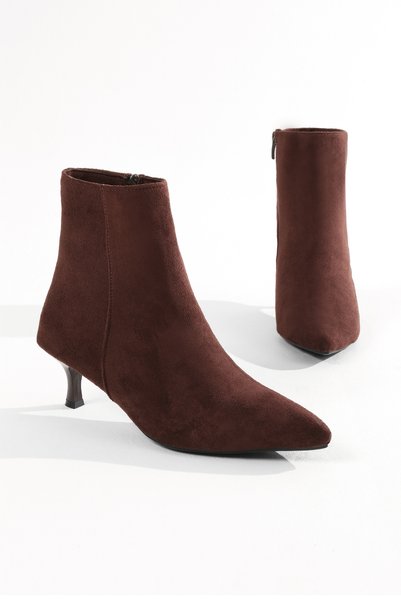 Women's Brown Suede Short Heeled Ankle Boots