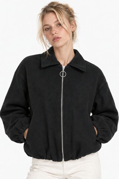Women's Zippered Basic Bomber Coat