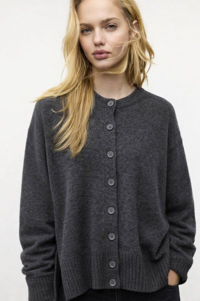 Women's Soft Textured Buttoned Knitwear Cardigan
