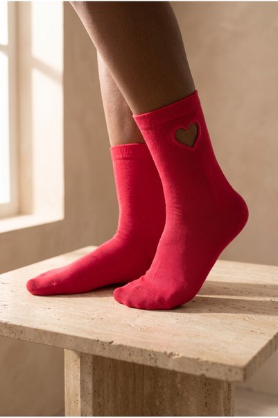 Women's Windowed Family Socks Dark Pink